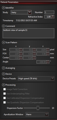 OCT Scan Control Screen Shot