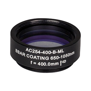 AC254-400-B-ML - f=400 mm, Ø1in Achromatic Doublet, SM1-Threaded Mount, ARC: 650-1050 nm