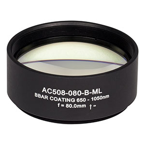 AC508-080-B-ML - f=80 mm, Ø2in Achromatic Doublet, SM2-Threaded Mount, ARC: 650-1050 nm