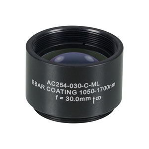 AC254-030-C-ML - f=30 mm, Ø1in Achromatic Doublet, SM1-Threaded Mount, ARC: 1050-1700 nm 