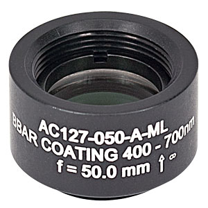 AC127-050-A-ML - f=50 mm, Ø1/2in Achromatic Doublet, SM05-Threaded Mount, ARC: 400-700 nm