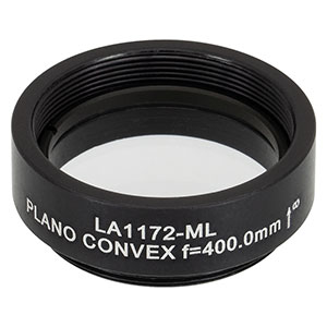 LA1172-ML - Ø1in N-BK7 Plano-Convex Lens, SM1-Threaded Mount, f = 400 mm, Uncoated