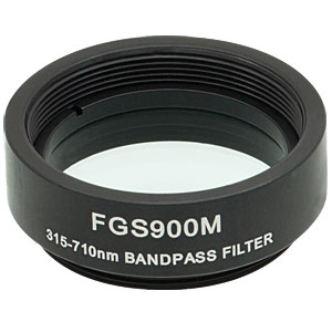 FGS900M - Ø25 mm KG3 Colored Glass Bandpass Filter, SM1-Threaded Mount, 315 - 710 nm