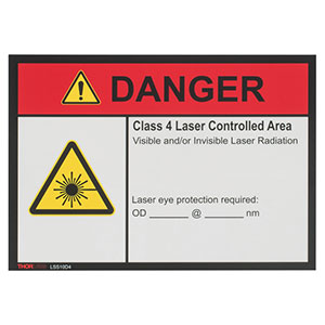 LSS10D4 - Class 4 Danger Laser Safety Sign, 10in x 14in