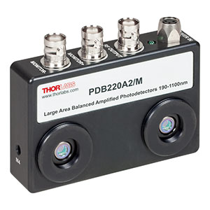 PDB220A2/M - Free-Space Balanced Photodetector, UV-Enhanced Si, 4.1 mm Active Diameter, 190-1100 nm, M4 Taps