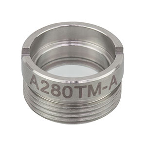 A280TM-A - f = 18.40 mm, NA = 0.15, WD = 16.88 mm, Mounted Aspheric Lens, ARC: 350 - 700 nm