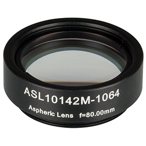 ASL10142M-1064 - Ø1in Aspheric Lens, SM1 Mounted, f = 80.0 mm, NA = 0.142, 1064 nm V Coating