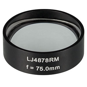 LJ4878RM - f = 75.0 mm, Ø1in, UVFS Mounted Plano-Convex Round Cyl Lens