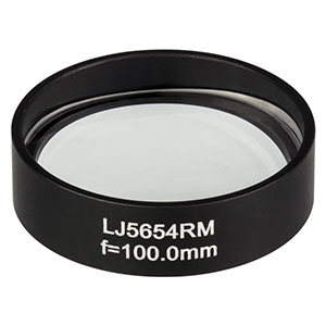 LJ5654RM - Ø1in Mounted Plano-Convex CaF<sub>2</sub> Cylindrical Lens, f = 100.0 mm, Uncoated