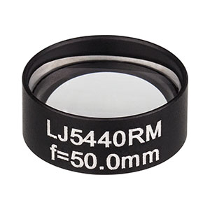 LJ5440RM - Ø1/2in Mounted Plano-Convex CaF<sub>2</sub> Cylindrical Lens, f = 50.0 mm, Uncoated