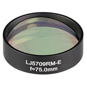 LJ5709RM-E - Ø1in Mounted Plano-Convex CaF<sub>2</sub> Cylindrical Lens, f = 75.0 mm, ARC: 2 - 5 µm 