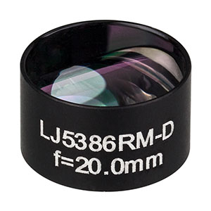 LJ5386RM-D - Ø1/2in Mounted Plano-Convex CaF<sub>2</sub> Cylindrical Lens, f = 20.0 mm, ARC: 1.65 - 3.0 µm