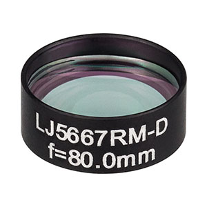 LJ5667RM-D - Ø1/2in Mounted Plano-Convex CaF<sub>2</sub> Cylindrical Lens, f = 80.0 mm, ARC: 1.65 - 3.0 µm