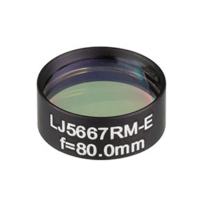 LJ5667RM-E - Ø1/2in Mounted Plano-Convex CaF<sub>2</sub> Cylindrical Lens, f = 80.0 mm, ARC: 2 - 5 µm 