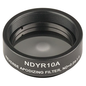 NDYR10A - Mounted Ø25 mm Reverse Apodizing Reflective ND Filter, OD: 0.04 - 1 