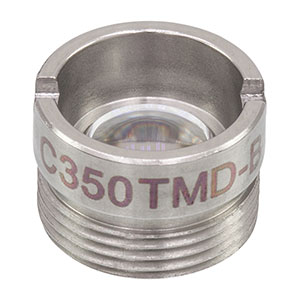 C350TMD-B - f = 4.5 mm, NA = 0.40, WD = 1.6 mm, Mounted Aspheric Lens, ARC: 600 - 1050 nm