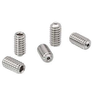 SS25S050V - 1/4in-20 Vacuum-Compatible Vented Setscrew, 316 Stainless Steel, 1/2in Long, 5 Pack 