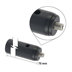 TRA75/M - Ø12.7 mm Aluminum Post, M4 Setscrew, M6 Tap, L = 75 mm