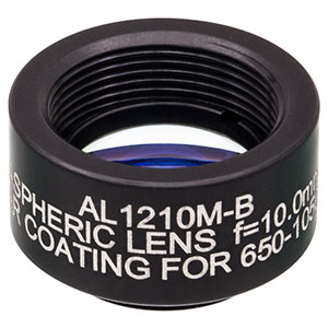 AL1210M-B - Ø12.5 mm S-LAH64 Mounted Aspheric Lens, f=10 mm, NA=0.55, ARC: 650-1050 nm