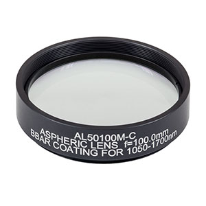 AL50100M-C - Ø50 mm N-BK7 Mounted Aspheric Lens, f=100 mm, NA=0.24, ARC: 1050-1700 nm