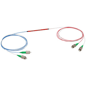 TW1064R5A2A - 2x2 Wideband Fiber Optic Coupler, 1064 ± 100 nm, 0.14 NA, 50:50 Split, FC/APC Connectors