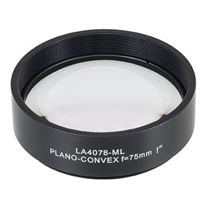 LA4078-ML - Ø2in UVFS Plano-Convex Lens, SM2-Threaded Mount, f = 75.0 mm, Uncoated