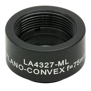 LA4327-ML - Ø1/2in UVFS Plano-Convex Lens, SM05-Threaded Mount, f = 75.0 mm, Uncoated