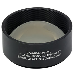 LA4464-UV-ML - Ø2in UVFS Plano-Convex Lens, SM2-Threaded Mount, f = 60.0 mm, ARC: 245-400 nm