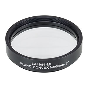 LA4984-ML - Ø2in UVFS Plano-Convex Lens, SM2-Threaded Mount, f = 200.0 mm, Uncoated