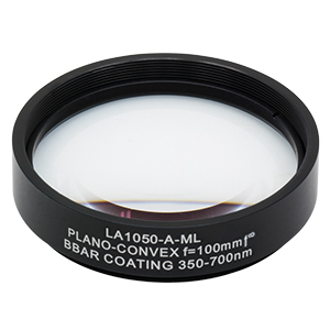 LA1050-A-ML - Ø2in N-BK7 Plano-Convex Lens, SM2-Threaded Mount, f = 100 mm, ARC: 350-700 nm