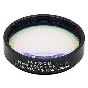 LA1050-C-ML - Ø2in N-BK7 Plano-Convex Lens, SM2-Threaded Mount, f = 100 mm, ARC: 1050-1700 nm