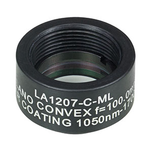 LA1207-C-ML - Ø1/2in N-BK7 Plano-Convex Lens, SM05-Threaded Mount, f = 100 mm, ARC: 1050-1700 nm