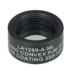 LA1289-A-ML - Ø1/2in N-BK7 Plano-Convex Lens, SM05-Threaded Mount, f = 30 mm, ARC: 350-700 nm