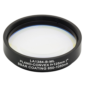 LA1384-B-ML - Ø2in N-BK7 Plano-Convex Lens, SM2-Threaded Mount, f = 125 mm, ARC: 650-1050 nm