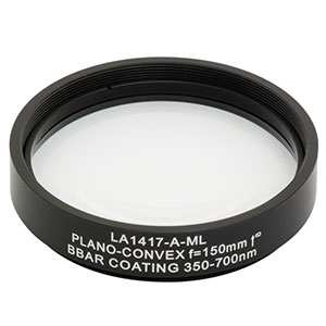 LA1417-A-ML - Ø2in N-BK7 Plano-Convex Lens, SM2-Threaded Mount, f = 150 mm, ARC: 350-700 nm