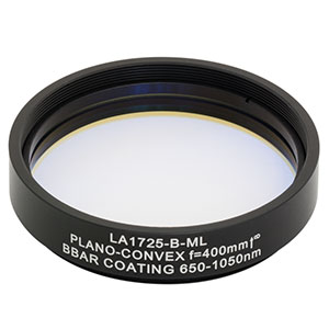 LA1725-B-ML - Ø2in N-BK7 Plano-Convex Lens, SM2-Threaded Mount, f = 400 mm, ARC: 650-1050 nm