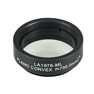 LA1978-ML - Ø1in N-BK7 Plano-Convex Lens, SM1-Threaded Mount, f = 750 mm, Uncoated