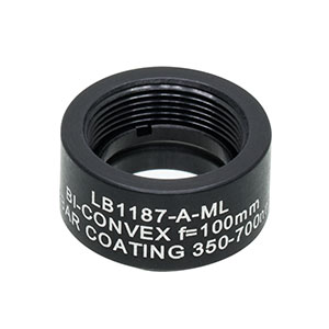LB1187-A-ML - Mounted N-BK7 Bi-Convex Lens, Ø1/2in, f = 100.0 mm, ARC: 350-700 nm