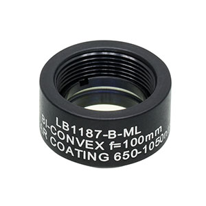 LB1187-B-ML - Mounted N-BK7 Bi-Convex Lens, Ø1/2in, f = 100.0 mm, ARC: 650-1050 nm