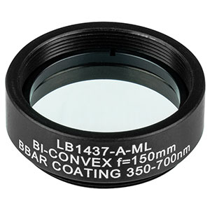 LB1437-A-ML - Mounted N-BK7 Bi-Convex Lens, Ø1in, f = 150.0 mm, ARC: 350-700 nm