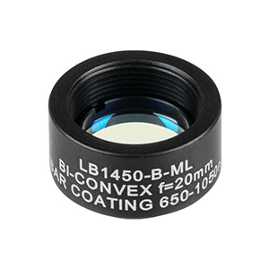 LB1450-B-ML - Mounted N-BK7 Bi-Convex Lens, Ø1/2in, f = 20.0 mm, ARC: 650-1050 nm