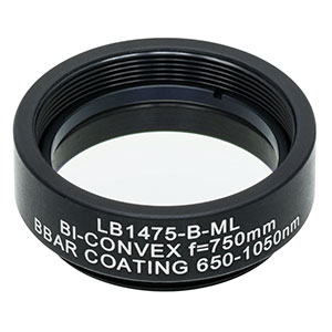 LB1475-B-ML - Mounted N-BK7 Bi-Convex Lens, Ø1in, f = 750.0 mm, ARC: 650-1050 nm