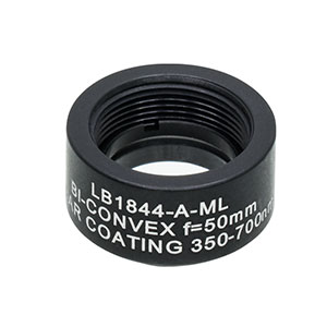 LB1844-A-ML - Mounted N-BK7 Bi-Convex Lens, Ø1/2in, f = 50.0 mm, ARC: 350-700 nm