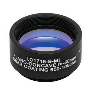 LC1715-B-ML - Ø1in N-BK7 Plano-Concave Lens, SM1-Threaded Mount, f = -50.0 mm, ARC: 650-1050 nm