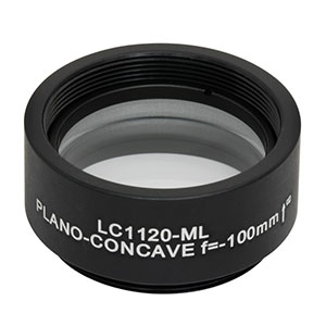 LC1120-ML - Ø1in N-BK7 Plano-Concave Lens, SM1-Threaded Mount, f = -100 mm, Uncoated