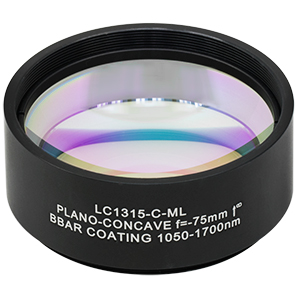 LC1315-C-ML - Ø2in N-BK7 Plano-Concave Lens, SM2-Threaded Mount, f = -75 mm, ARC: 1050-1700 nm