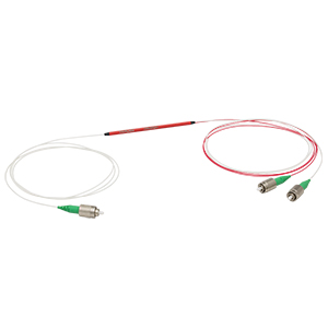 TW630R2A1 - 1x2 Wideband Fiber Optic Coupler, 630 ± 50 nm, 90:10 Split, FC/APC