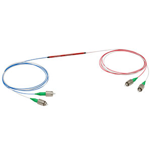 TN1064R2A2A - 2x2 Narrowband Fiber Optic Coupler, 1064 ± 15 nm, 0.14 NA, 90:10 Split, FC/APC Connectors
