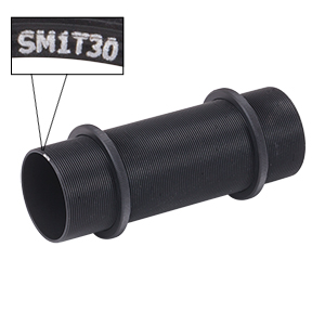 SM1T30 - SM1 (1.035in-40) Coupler, External Threads, 3in Long, Two Locking Rings