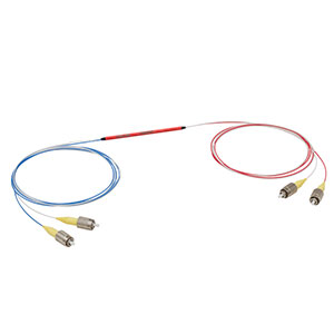 TN632R5F2 - 2x2 Narrowband Fiber Optic Coupler, 632 ± 15 nm, 50:50 Split, FC/PC Connectors